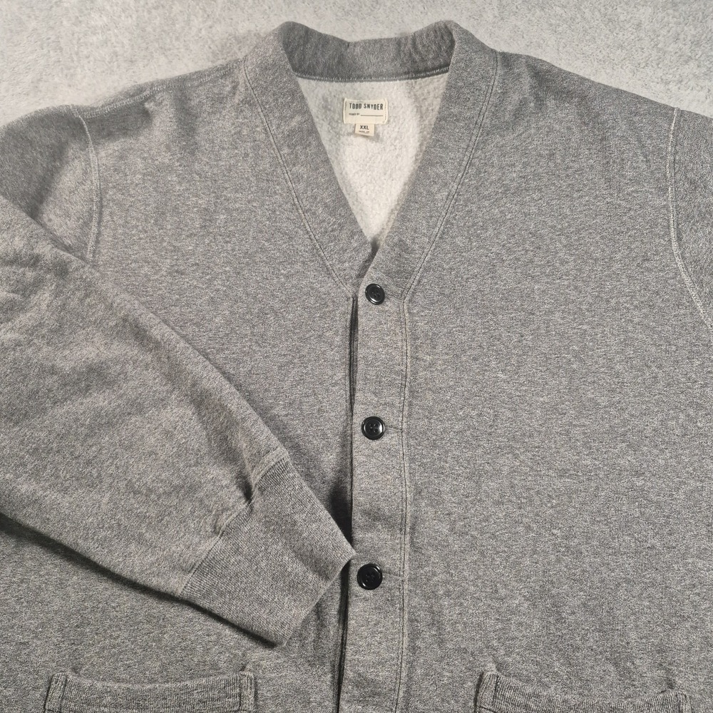 Todd Snyder Mens 2XL Gray Garmen Cotton Fleece Cardigan Sweater Canada